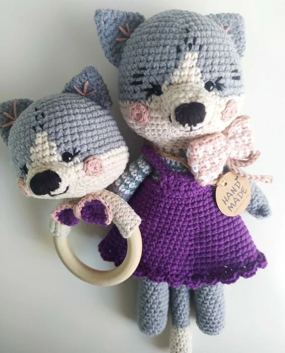 Komplet dla maluszka: kotek amigurumi i chwytacz — zdjęcie 7